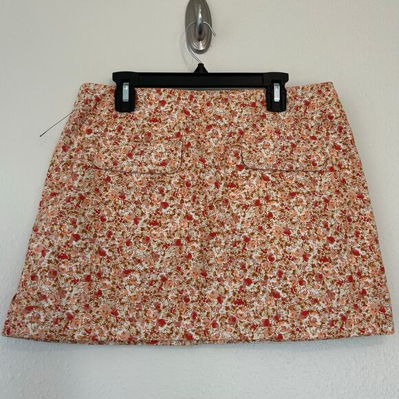 Vintage Express floral mini skirt stretch pockets boho Cottagecore Y2K retro S - Picture 5 of 8